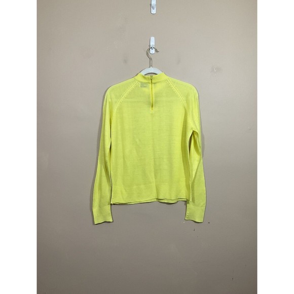 VTG Jane Hunter Womens Mock Neck Sweater S Yellow 60s Lightweight Preppy Retro - Picture 2 of 6